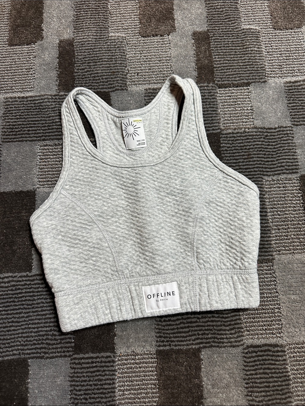 aerie Light Gray Textured Racerback Sports Bra